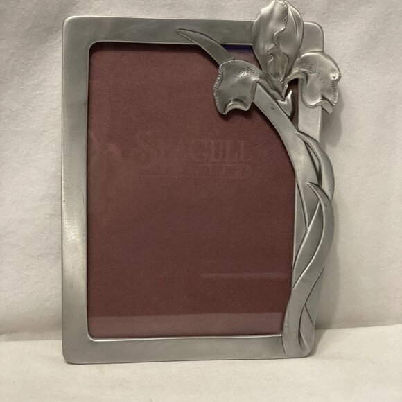 Seagull Pewter Iris Flower Garden Photo Frame 8” For 5x7 Photo Art Nouveau - Picture 9 of 9